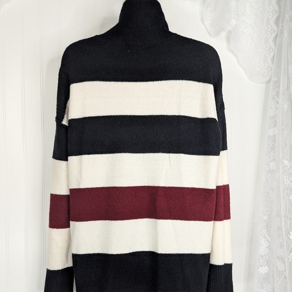 PER SE Striped Turtleneck Tunic Sweater Sz L - Picture 7 of 11
